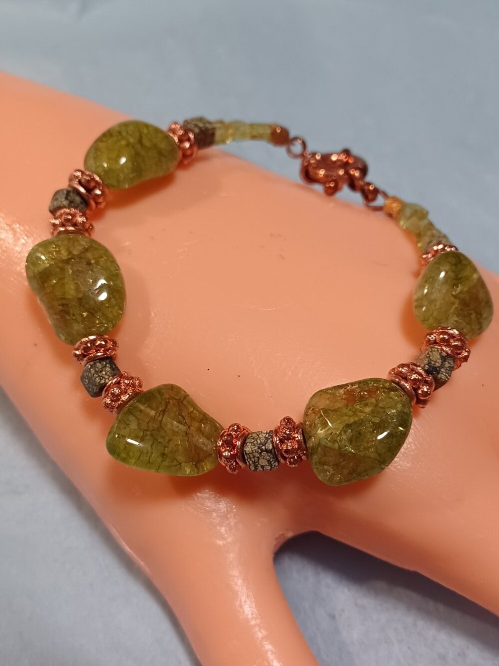 Peridot Nugget Bracelet #03 - Picture 2 of 3